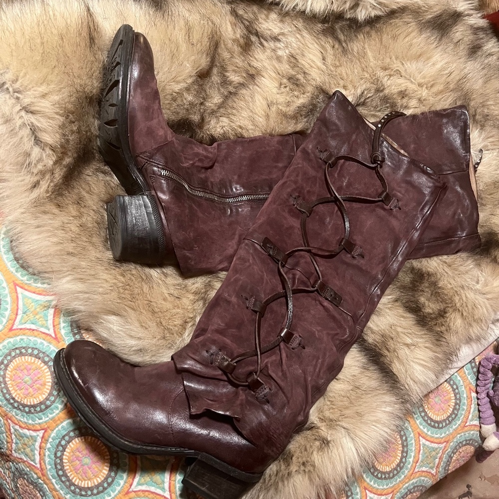 AS 98 boots eggplant color worn once